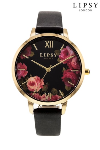 Lipsy Black Floral Watch (P84557) | £35