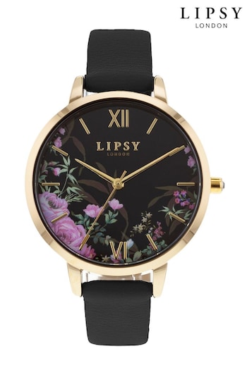Lipsy Black Floral Watch (P84558) | £35