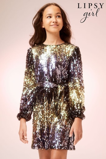 Lipsy Gold Sequin Party Shift Dress (P84606) | £44 - £52