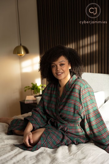 Cyberjammies Green Check Long Dressing Gown (P84775) | £49