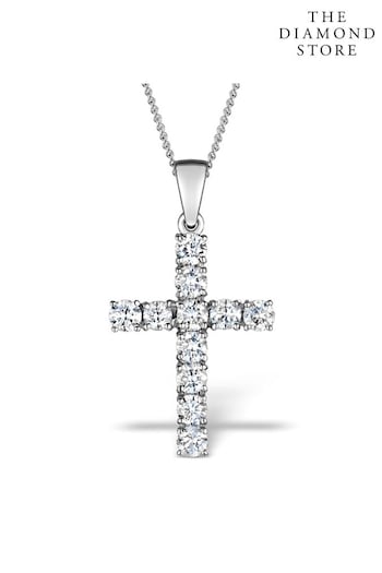 The Diamond Store White 1 Carat Cross Lab Diamond Necklace (P84935) | £445