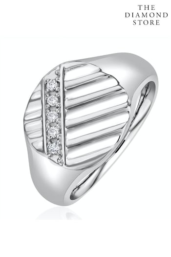 The Diamond Store White Mens Lab Diamond Signet Ring 0.07ct H/Si in 925 Silver (P84948) | £129