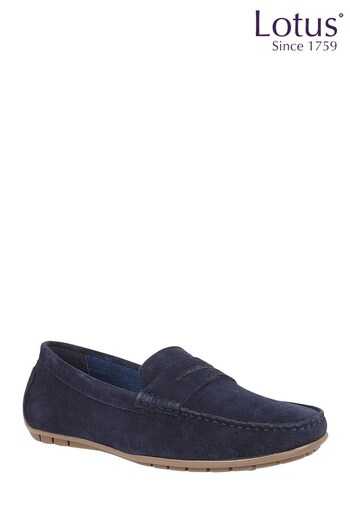 Lotus Footwear Blue Navy Suede Casual Slip-On Loafers (P85494) | £50