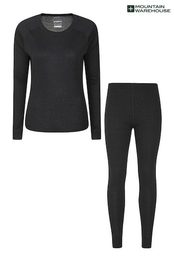 Mountain Warehouse Black Talus Womens Thermal Top & Pants Set (P85593) | £32