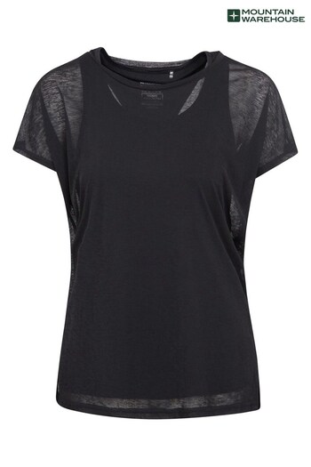 Mountain Warehouse Black Double Layer Womens T-Shirt (P85746) | £29