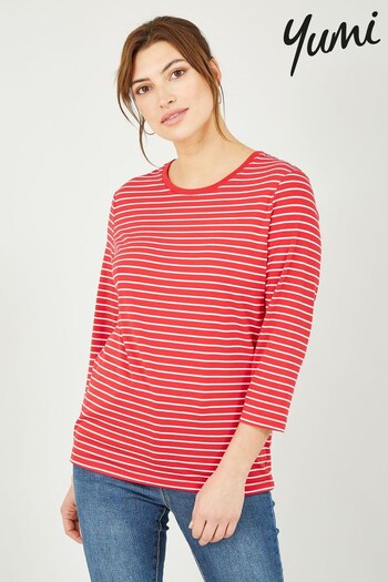 Yumi Red Stripe Jersey Long Sleeve Top (P86416) | £35