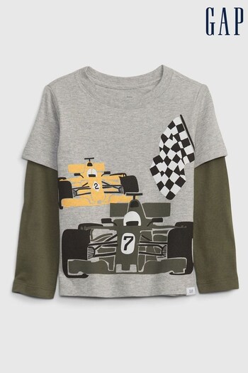 Gap Grey Cars Graphic Long Sleeve T-Shirt (P86534) | £14