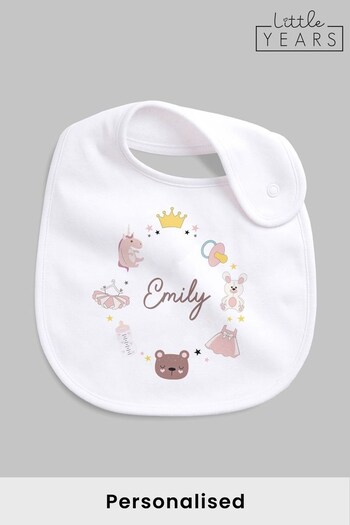 Personalised All Things Girly Icon Bib  by Little Years (P86638) | £10