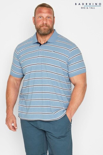 BadRhino Big & Tall Blue Striped Polo Shirt (P86651) | £24