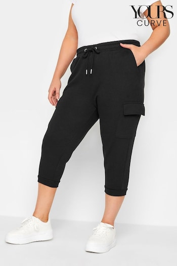 Yours Curve Black Cropped Cargo Jogger (P86708) | £24
