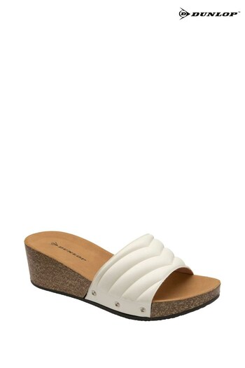 Dunlop White Ladies Open Toe Espadrille Wedge (P86795) | £30