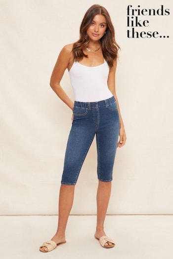 Ghospell pants with cuffed detail in cream co-ord Blue Jegging Knee Length Nude Shorts (P87124) | £22