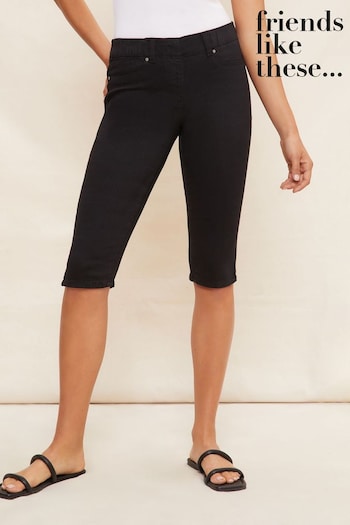 Friends Like These Black Jegging Knee Length Shorts (P87125) | £22