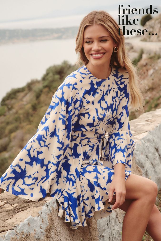 Buy Women s Blue Long Sleeve Floral Dresses Online Next UK