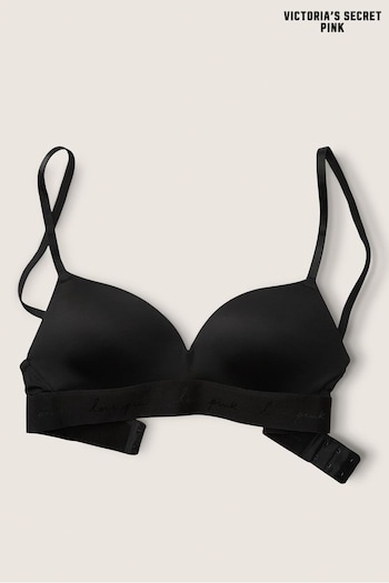 Victoria's Secret PINK Pure Black Non Wired Push Up Smooth T-Shirt Bra (P87719) | £30