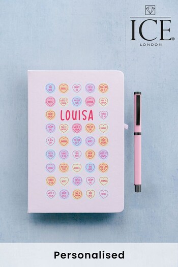 Personalised Love Hearts A5 Notebook and Pen Set by Ice London (P88242) | £12