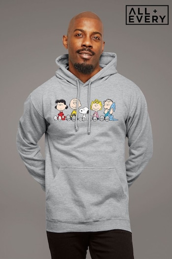 All + Every Heather Grey Peanuts The Gang Sit Down Men's Hooded Sweatshirt (P88252) | £36