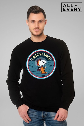All + Every Black Peanuts Snoopy On The Moon I Need My Space Men's Sweatshirt by All+Every (P88265) | £32