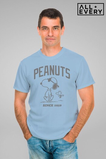 All + Every Sky Blue Peanuts Snoopy And Woodstock Outline Since 1950 Men's T-Shirt by All+Every (P88271) | £22