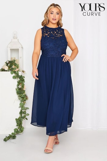 Yours Curve Blue Lace Sweetheart Maxi Dress Petite (P88962) | £75