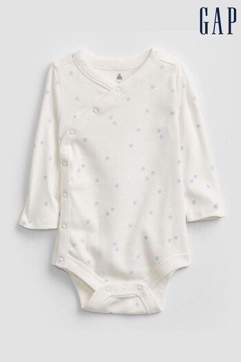 Gap White Wrap Long Sleeve Baby Bodysuit (P89243) | £10
