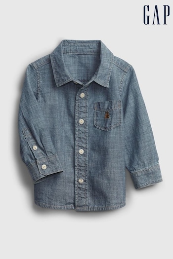Gap Blue Button-Up Pocket Long Sleeve Shirt (P89255) | £8