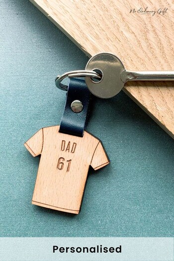 Personalised Wooden Football Shirt Keyring by No Ordinary Gift (P89547) | £16