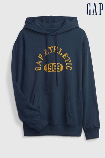 Gap Navy Blue and Yellow Athletic Logo Hoodie (P89714) | £45