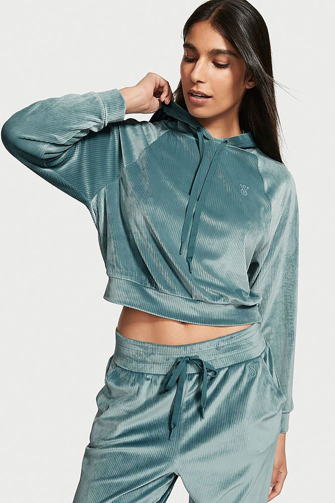 Buy Loungewear Velvet Hoodies Green Online Next UK