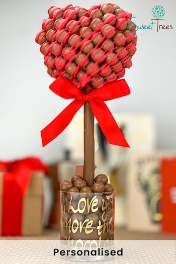 Personalised Large Malteser Heart with Red Drizzle by Sweet Trees (P89966) | £45
