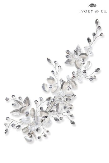 Ivory & Co Silver Flora Crystal Enamelled Flower Spray Clip (P90009) | £95