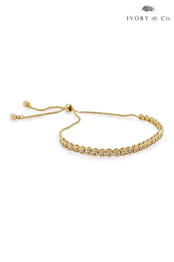 Ivory & Co Gold Tivoli Crystal Delicate Toggle Bracelet (P90024) | £40
