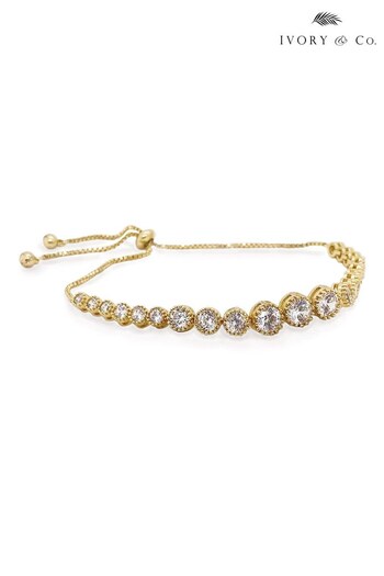 Ivory & Co Gold Crystal Graduating Toggle Bracelet (P90027) | £45