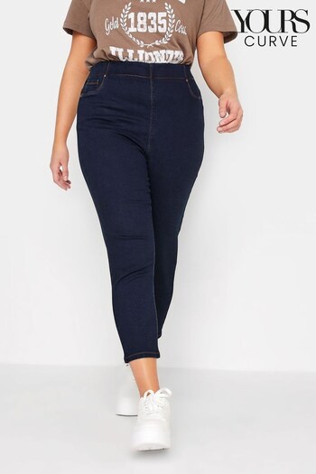 Yours Curve Dark Wash Blue Cropped Jenny Jeggings (P90291) | £25