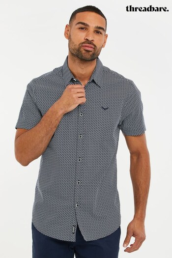 Threadbare Black Geometric Short Sleeve Shirt (P90715) | £21