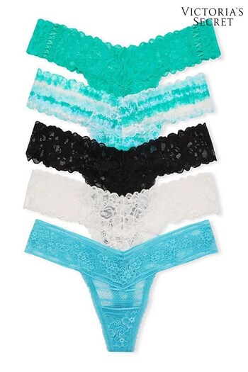 Victoria's Secret Black White and Blue Multipack Lace Thong Panty (P90852) | £25