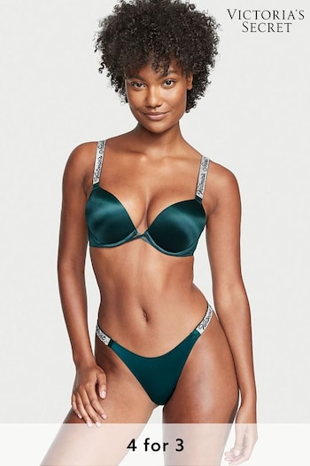 Victoria's Secret Black Ivy Green Smooth Thong Shine Strap Knickers (P90960) | £20