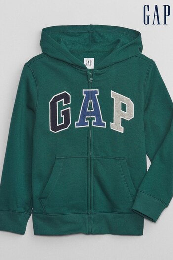 Gap Green Logo Zip Up Long Sleeve Hoodie (P91074) | £25