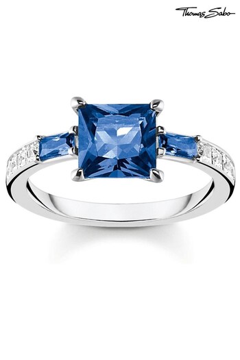 Thomas Sabo Sterling Silver Sapphire Blue Stone Ring (P91469) | £119