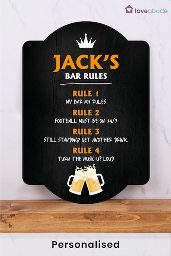 Personalised Bar Rules Sign by Loveabode (P91557) | £18