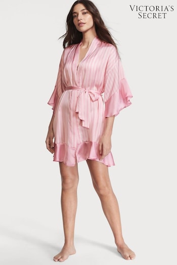 Victoria's Secret Angel Pink Stripe Flounce Satin Robe (P91743) | £59
