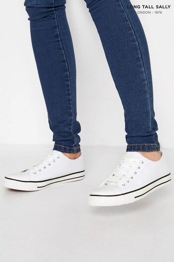 Long Tall Sally White Canvas Low Trainer (P92268) | £25