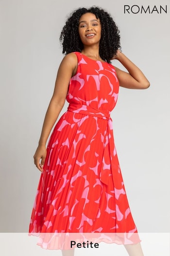 Roman Red Petite Abstract Print Pleated Maxi Dress (P92511) | £65