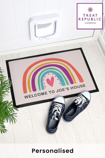 Personalised Bright Rainbow Indoor Doormat by Treat Republic (P92614) | £30