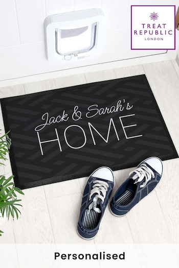 Personalised Grey Pattern Indoor Doormat by Treat Republic (P92616) | £30