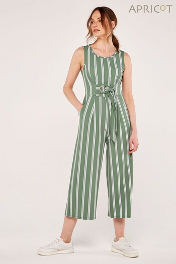 Apricot White Stripe Self Tie Waist Jumpsuit (P92691) | £30