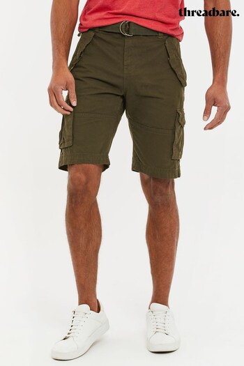 Threadbare Green Cotton Cargo Shorts with Belt (P93280) | £32