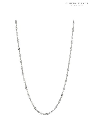 Simply Silver Sterling Silver 925 Diamond Cut Singapore Chain Necklace (P93831) | £35