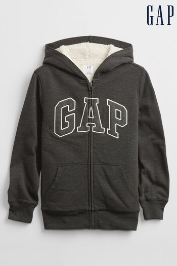 Gap Grey Logo Sherpa Lined Hoodie (P93968) | £35