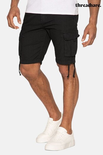 Threadbare Black Manchester Cotton Cargo Shorts (P94106) | £24